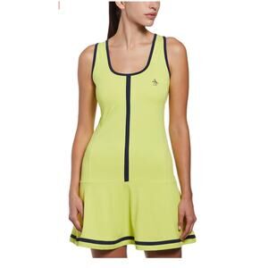Original Penguin Women’s Tennis Dress Neon Green Square Neck Racerback Size XXL